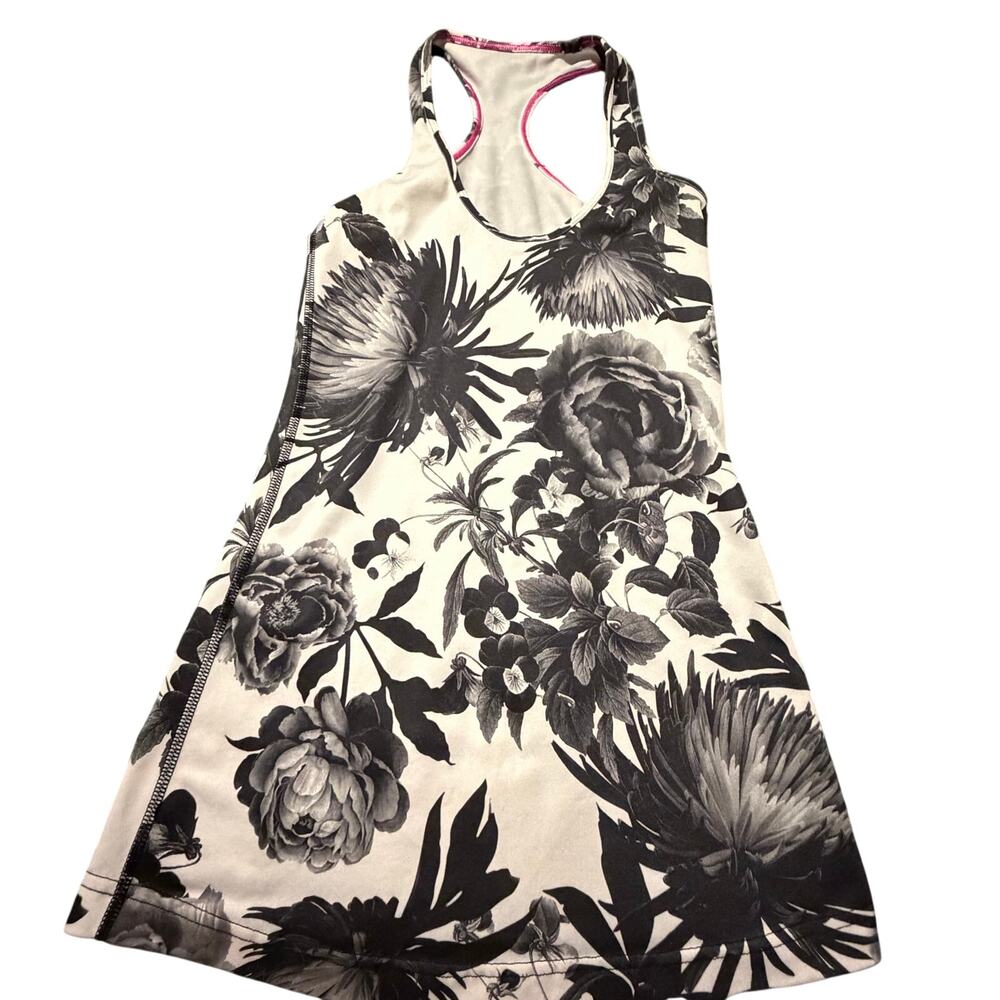 Lululemon Y2K Brisk Bloom Black white tank top vintage botanical sz 2 DCed yoga